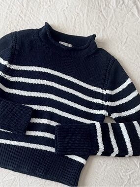 J. Crew | 100% Cotton Navy & White Sweater